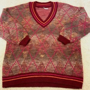 Free People L Argyle Sweater